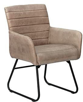 MASSIVMOEBEL24.DE Iron Label Stuhl #05 62x59x86, Farbe:beige, Anzahl:1 Stück, Material:Echtleder