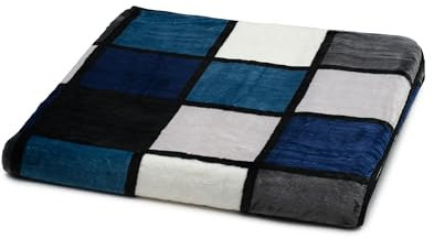 Gözze - Weiche Kuscheldecke, Cashmere Feeling, Hohes Stoffgewicht 500 g/m², Antigua, 150 x 200 cm - Blau/Silber/Weiß