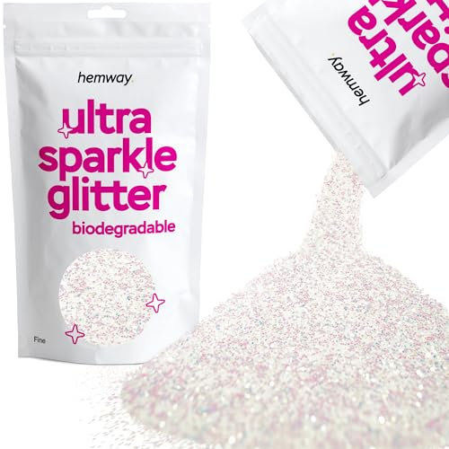 Hemway Eco Friendly Biodegradable Glitter - Mother of Pearl Iridescent | Fine Plant-Based Metallic Flakes for Arts & Resin Crafts | Bio Supplies for Festival, Hair, Face, Body & Nail Art | 100 g