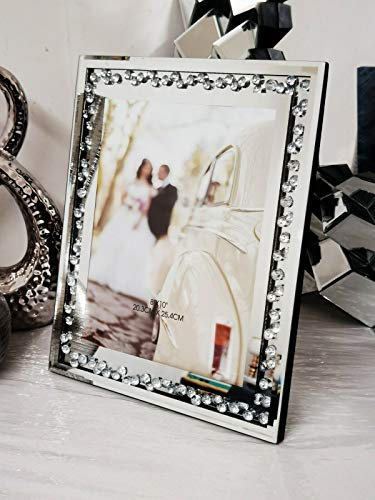 Diamante Jewel Floating Crystal Photo Frame Mirrored Surface With Crystals