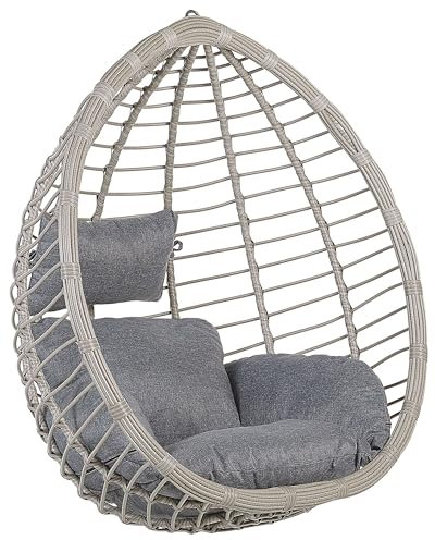 Moderner Outdoor Hängekorbsessel Rattan inkl. Kissen Grau Tollo