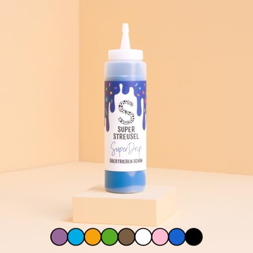 Super Drip Dunkel Blau Kuchenglasur Cake Melts Schokolade 300g | Drip Cake Glasur für Kuchen Kekse Plätzchen Eis Muffin Torten uvm. | Cake Drip Flasche | Icing Dekoration