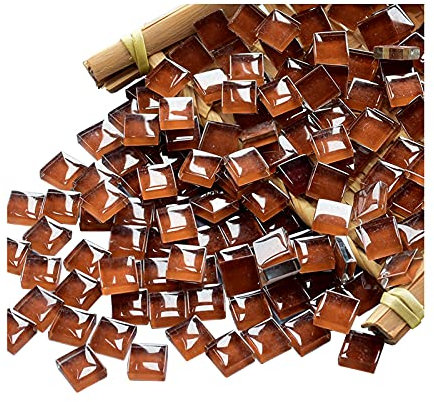 Mosaik-Fliesen, Quadrate aus Schokoladen-Kristall, Mosaik-Glas-Fliesen für Bastelarbeiten, DIY, Bilderrahmen, handgefertigter Schmuck, Untersetzer, Kunstmaterial, Dekoration, 1 x 1 cm, 100 Stück