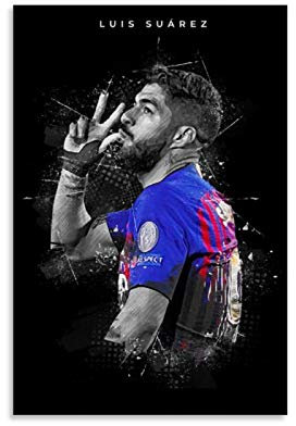 LKJHLK Luis Suarez Poster Fußballbild, Wanddekoration, Leinwand-Kunstdruck, für Büro, Schlafzimmer, Zuhause, Wohnheim, Geschenk für Jungen und Herren, 30 x 45 cm