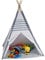 Relaxdays 10035300 Tipi Zelt für Kinder, mit Boden, Kinderzimmer Zelt, Wigwam Kinderzelt, HxBxT: 150 x 120 x 120 cm, weiß-grau