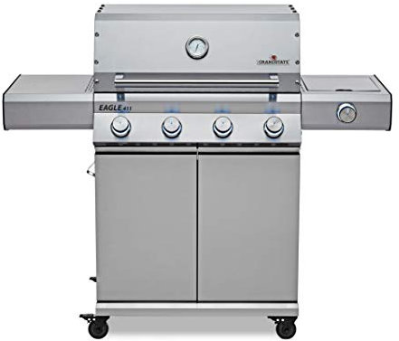 GRANDSTATE 4-Brenner Gasgrill EAGLE 411 G mit Keramik-Infrarot-Steak-Brenner, Seitenkocher, Gusseisen-Grillrost, Gesamtleistung von 17 kW…