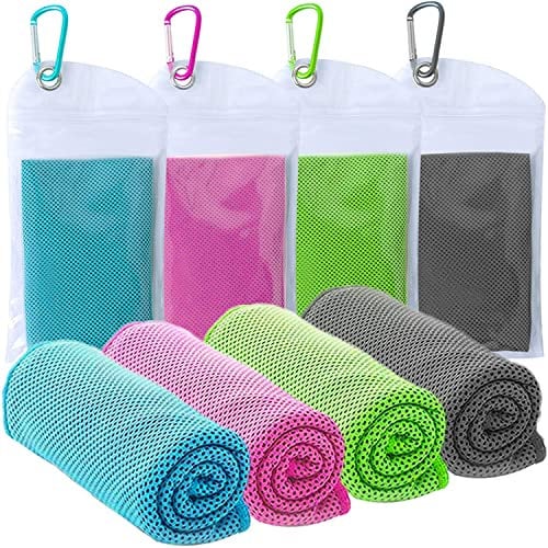 SZELAM Kühlendes Handtuch,EIS-Handtuch,4 Packungen weiches, atmungsaktives,kühles Handtuch,Mikrofaser-Handtuch für Yoga, Fitnessstudio,Training,Sport,Fitness,Laufen,Camping,Wandern(40 x 12)