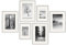 PHOTOLINI silberne Bilderrahmen Set verschiedene Größen, 6 MDF Holz Bilderrahmen mit Passepartout, Bilder Rahmen mit Acrylglas, No.4 Bilderrahmenset zum Aufhängen, Fotowand Fotorahmen Set & Zubehör