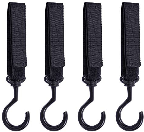 wisdompro Car Seat Headrest Hook, 4 Pack Auto Hooks Multi-Purpose Car Bag Storage Hooks Hanger for Vehicle, Handbag, Purse, Coat, Clothes & Grocery Bag Organizer- Black