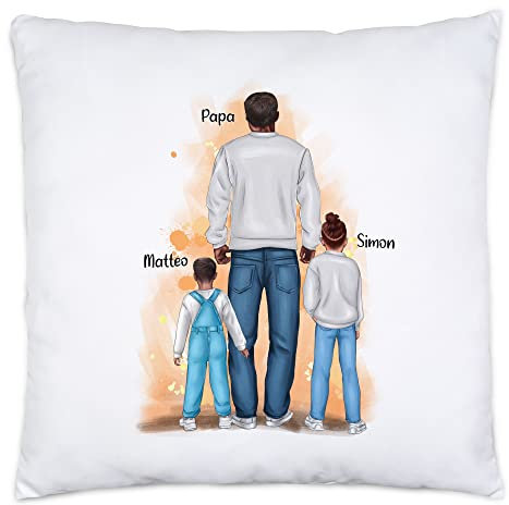 Kiddle-Design Vater Kind Kissen inkl. Füllung Personalisiert Vatertagsgeschenk Name Papa Kinder Baby Sohn Tochter Geschenk Väter Vatertag