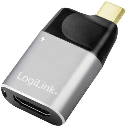 Logilink CUA0203 - USB 3.2 Gen2 (Typ-C) zu HDMI (Typ-A) Adapter, Ultra HD bis 4K, PD 3.0 USB-C Port (Power Delivery), schwarz/grau