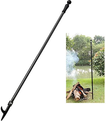 Feuerstelle Schürhaken für Kamin, 46 Zoll Extra Lange Stabile Feuerstelle für Camping, Holzofen, Außen- und Innenbereich, Rostbeständiger Edelstahl Schwarz