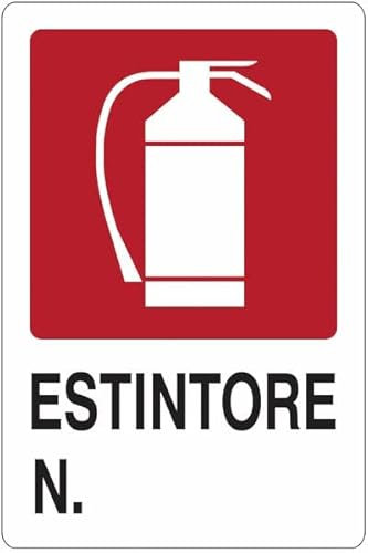 Estintore Numero - CARTELLO SEGNALETICO ISO 7010 in Adesivo Resistente, Pannello in Forex o Pannello In Alluminio (ADESIVO 20X31 CM)