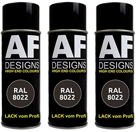 Alex Flittner Designs Lackspray RAL 8022 SCHWARZBRAUN matt 3x 400ml Spraydose Buntlack Autolack