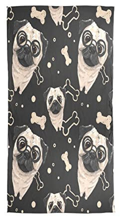 YOUJUNER Damen Seidentücher Süße Mops-Hund-Muster Seide Schal Halstuch Lang Halstuch Halstücher Seidenschal