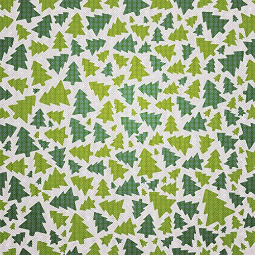 HEKO PANELS Oxford Wasserdichte Meterware Canvas-Stoff Polyester Zum Nähen Möbelstoffe Dekostoffe Wasserabweisend Blickdicht Weihnachtsbäume Tannenbäume 1 Meter 155 x 100 cm