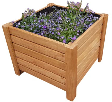 Ogrodzenia Wiklinowe Jardinière Carrée 38 x 38 x 30 cm - Marron Clair - Pot de Fleur Exterieur Grande Taille en Bois - Cache-Pot Naturel - Pot de Plantes - Balcon & Patio