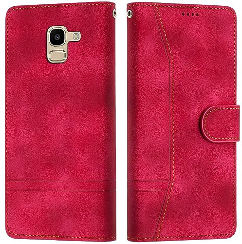 LiLuLa Cover per Samsung Galaxy J6 2018, Cover Samsung J6 2018 a Libro, Custodia in Pelle Galaxy J6 2018 Flip Libro con Magnetica [Portafoglio] Custodia Silicone TPU Antiurto (Rosso)