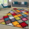 TT Home Wohnzimmer Teppich Bunt Kurzflor Wohnzimmerteppich Meliert 3D Optik Geometrisch, Farbe: Rot Blau Gelb, Größe:240x330 cm