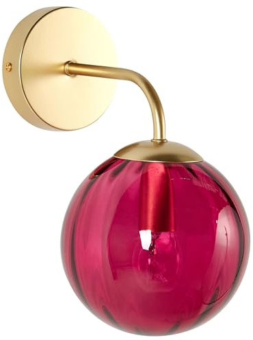 Wandleuchte Metall gold Glas rot 1-flammig Kugelform Retro-Stil Boomi