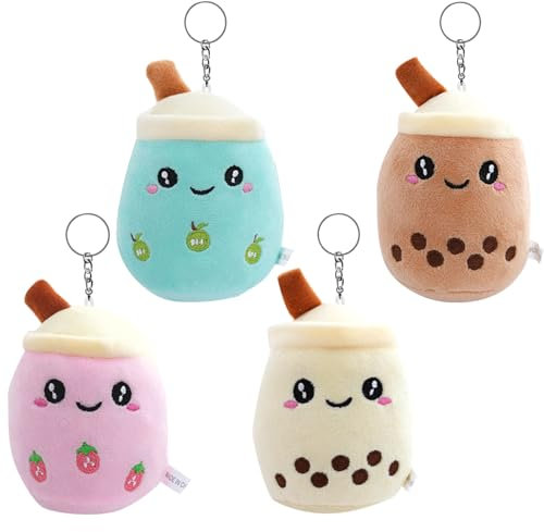 Lot de 4 peluches à bulles - En peluche - Avec porte-clés - Avec porte-clés - Pour anniversaire d'enfant, Couleur A
