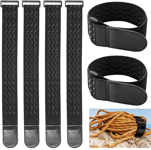 6 Stück Kabelbinder Wiederverschließbar mit Klettverschlüssen, 30cm Elastische Klettband Gurtbänder Klettgurte Packriemen für Verlängerungskabel Schläuche Fahrrad(Schwarz)