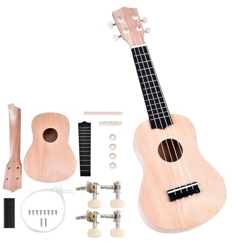 21 Zoll Ukulele DIY Kit, Konzert Bausatz 4 Saiten Basswood Material Bauen Deine Eigene Unbemalte Machen Sie Ihre eigene Ukulele Instrumentenzubehör