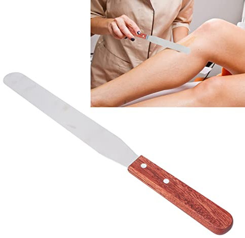 Metal Wax Spatulas, Straight Stainless Steel Body Waxing Stick with Wooden Handle for Hair Removal