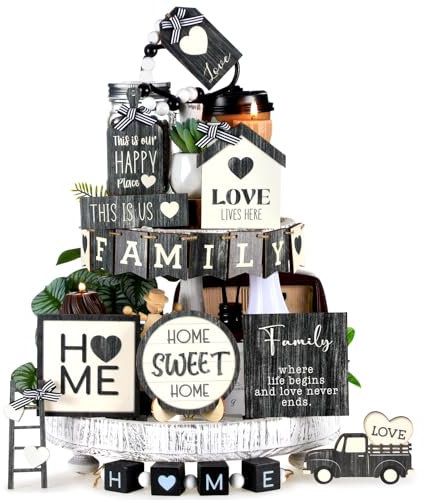 Mifoci 18 bandejas escalonadas para decoración de casa de campo, letreros de madera de granja, bandejas decorativas de madera, bandejas de madera vintage para decoración de bar de cocina