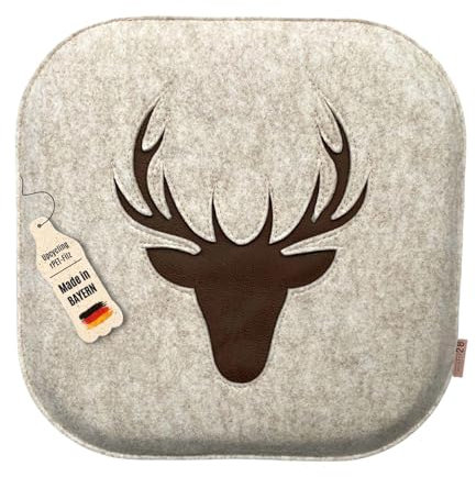 kontor28® - Sitzkissen Filz handgefertigt Made IN Germany | Sitzkissen Stuhl 37,5 x 37,5 cm aus rPET-Filz weiche und robuste Polsterung | Sitzauflage Stuhl für In- und Outdoor | beige 10er-Set