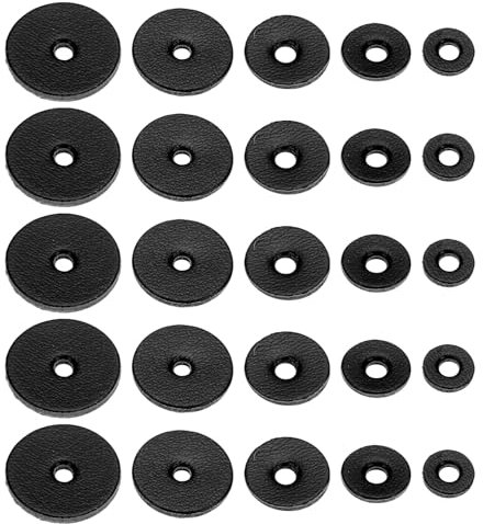 PATIKIL Leather Washers, 100pcs Leather Handle Washers Leather Spacer Cushion Washers 1.5 mm Thick Round for Knife Handle Hammer Hatchet Badge Bicycle Seat Crafts, Black