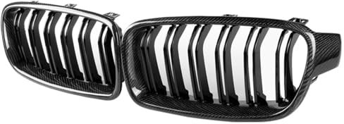 LFDTO Auto Carbon Faser Glanz Schwarz Doppel Lamellen Front Niere Grill Fit for BMW 3 Serie F30 F31 F35 2012-2018 Auto Zubehör (Size : Carbon Fiber)
