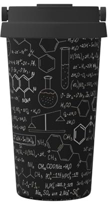EdWal Thermobecher mit abstraktem Aufdruck Science Chemie, 500 ml, isolierter Campingbecher mit Deckel, Reisebecher, ideal für jedes Getränk