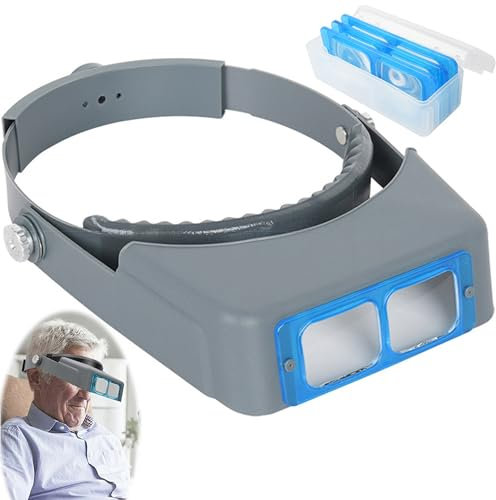 SQAQS Lente D'ingrandimento ad Archetto, Occhiali con Lente di Ingrandimento Professionali, Mani Libere e 8 Lenti Rimovibili per Lavori Lettura, Artigianato, Riparazione (1.5X, 2X, 2.5X, 3.5X)