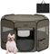 Petsfit Welpenauslauf faltbar Welpenlaufstall Tierlaufstall Pop-Up Design für Hunde Hasen Katzen, Verdickter Stahlträger Freilaufgehege Abschließbarer Reißverschluss,Braun & Schwarz,S