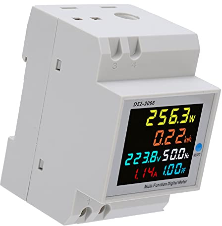 D52-2066 Contatore Wattora con Schermo LCD Colorato con Angolo di Visione Completo, per il Monitoraggio del Consumo di elettricità Domestica, Materiale ABS