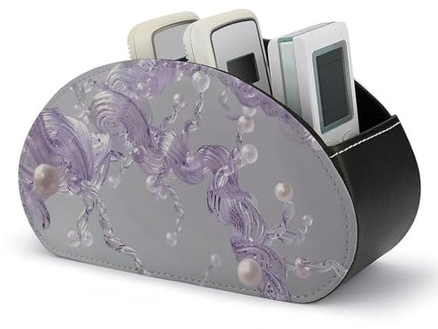 JTKLQBN Aufbewahrungsbox für Fernbedienung, niedliches Glas und Perlen, bedrucktes PU-Leder, Organizer, Fernbedienungshalter mit 5 Fächern, Make-up-Pinsel-Aufbewahrungsbox für Schlafzimmer, Büro