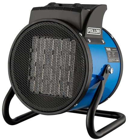 POLLOR Electric PTC Ceramic Floor Standing Fan Garage Space Heater Workshop Thermostat Industrial Portable (3000, Watts)