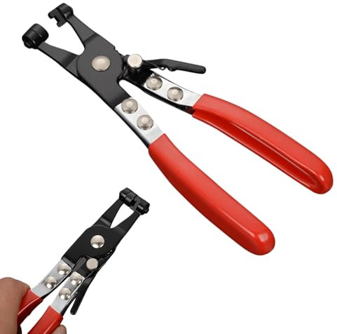 Schlauchschellenzange, Schlauchklemmenzangen, Federbandschellenzange, Hose Clamp Pliers, Schlauchklemmen Zange und Demontagewerkzeug, für Auto und Drehbare Flachbandklemme(Rot)