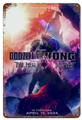 RJDJTTBD Godzilla X Kong Das neue Imperium Eisenblech Malerei Eisenblech Malerei Rost Poster Dekorative Charaktere Film Eisenblech Künstlerhaus Dekorative Malerei Stil - 2130 x 20 cm