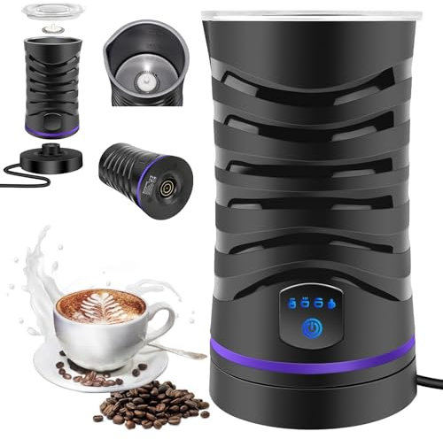 600ML Milk Frother Electric, Automatic Frother and Milk Steamer, Temperature Control Auto Shut-Off, Hot and Cold Foam Maker for Coffee, Latte, Cappuccino, Chocolate (Black)