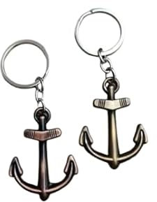 Tongari Lot de 2 porte-clés en métal avec ancre et corde, pour voiture, vélo, multicolore, Medium