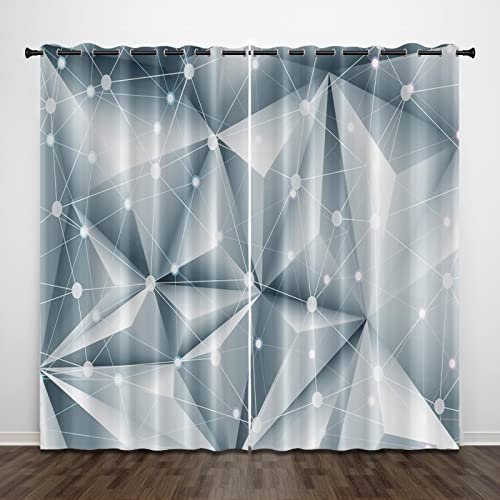 KLZUOPT Tende da Cucina squisite, Motivo Triangolare, 59x65 Pollici, 2 Pezzi – Tende oscuranti per Piccole finestre, oscuramento della Stanza e finestre Termiche