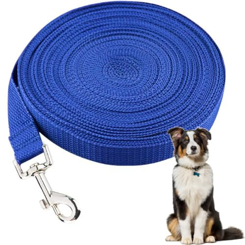 Correa Perro Adiestramiento, 10M Correa Perro Larga, Correas Adiestramiento para Perros Nylon Larga Resistente,para Perros Grande y Pequeño(Azul)