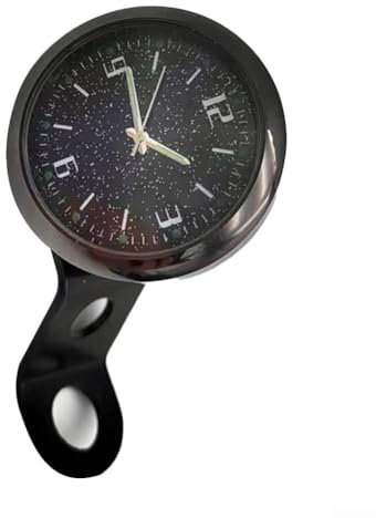 Vilgftyiet Motorrad Lenkeruhr Wasserdicht Stoßfest Metall Uhr Einfache Installation Genaue Zeitanzeige für Alle Fahrräder Motorräder Schwarz