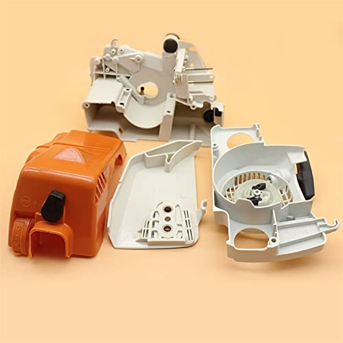 Pexorin Carcasa del cárter Cubierta del embrague Kit de arranque de retroceso Repuestos de motosierra de gasolina, for STIHL, for MS180 MS170 018 017 MS 180 170 11300210801 11301404709 11236401705 113