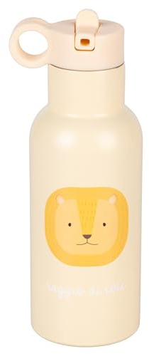 Villa d’Este Home Tivoli 1996 Borraccia termica 420 ml, in acciaio inox con beccuccio, decoro leone, Les Petites Safari