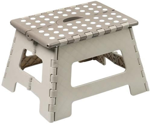 KESPER | Klapptritt, Material: Kunststoff, Maße: Maße: 35 x 27 cm, Höhe: 22 cm, max. Belastbarkeit: 150 kg, Farbe: Weiß, Beige, DIN EN 14183 | 70631