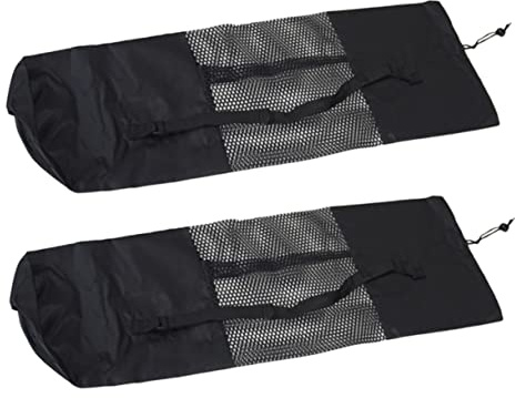 DECORNIJIA 2 Stück-Pack Yogamatten Tragetasche mit Kordelzug, Netzbeutel | 90x25cm, Schwarz, für Studio und Pendelweg, Atmungsaktiv, für Fitnesslehrer und Yoga Praktizierende