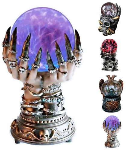 JHzood Skelett Magic Touch Plasmakugel lamp,klassische Neuheit Vintage Spaß Kristallkugel, bunte Nebel elektrische Blitz Ball Wissenschaft Spielzeug für Kinder, Weihnachten,Halloween (hand)